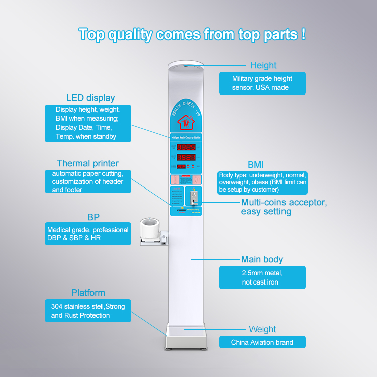 Instrumento ultrasónico de medición de altura, peso y presión arterial HW-900B